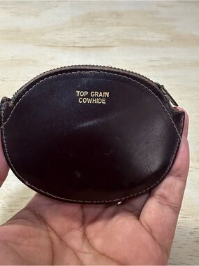 Vintage 50s Brown Leather Top Grain Cowhide Coin Purse Zipper Pocket RARE 3x 4